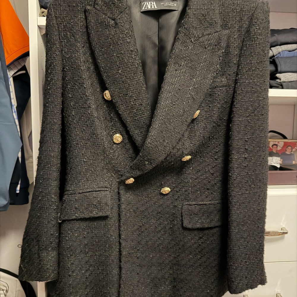 Zara Black Blazer with Gold Accents